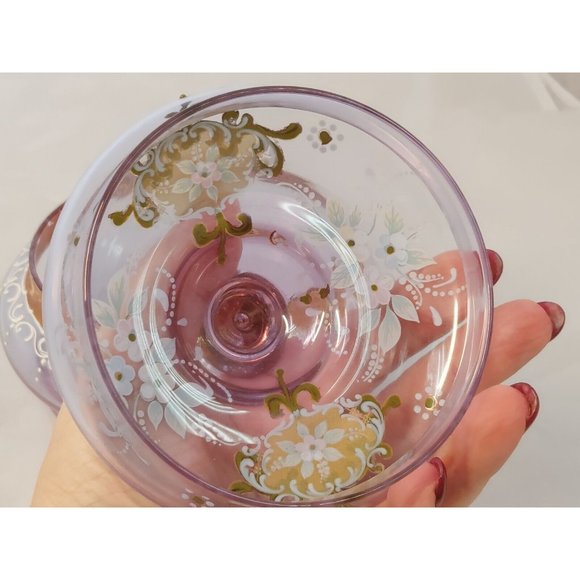 Italian Venetian Murano Art Glass Moriage Powder Candy Covered Jar Vintage - Picture 5 of 9